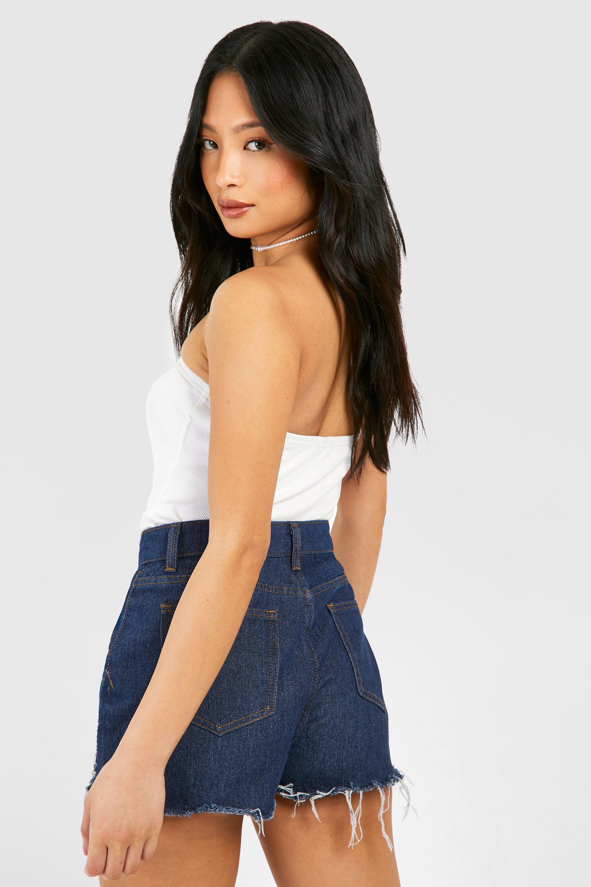 Dark wash high waisted shorts sale